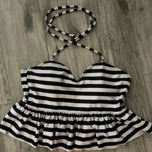 Black and white stripe Kortni Jeane swim top